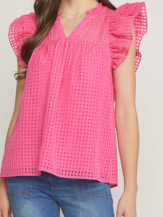 JODIFL Tops - JODIFL Sheer Grid Top